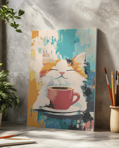 White Fluffy Cat Paint by Numbers Kit