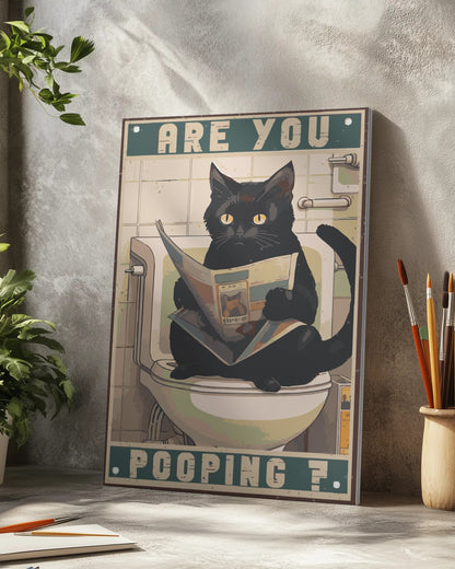 Sitting Toilet Cat Paint by Numbers Kit